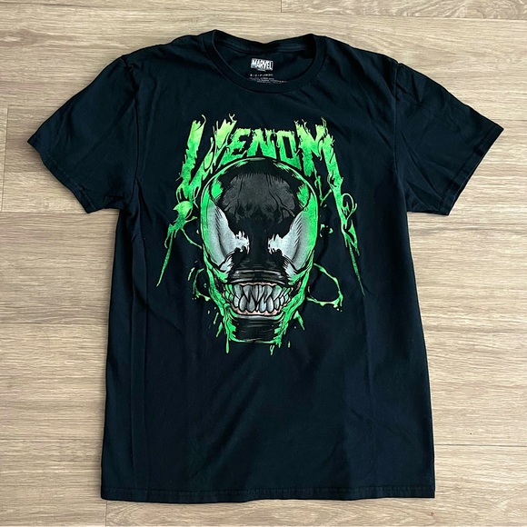 Marvel Comics Venom Black Green Logo Classic Graphic T Shirt Top Small - Picture 1 of 4
